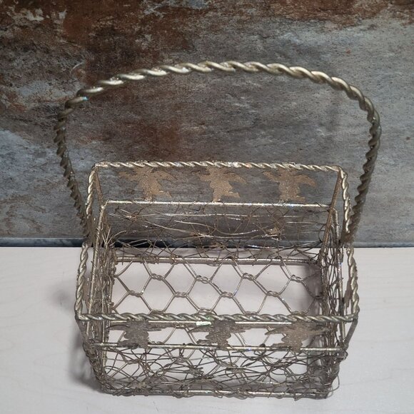 Gold Cherub Angel Stars Metal Wire Basket Twisted Handle - Picture 2 of 10